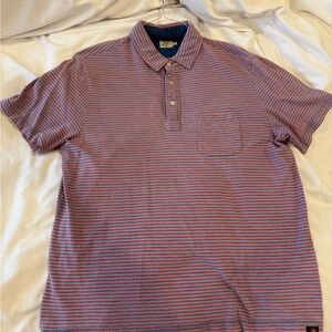 Faherty Pink and Blue Striped Polo Shirt